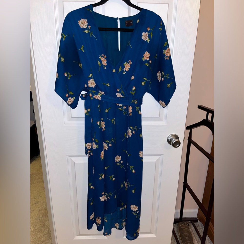 Free Press blue floral wrap dress. Nice and flowy!